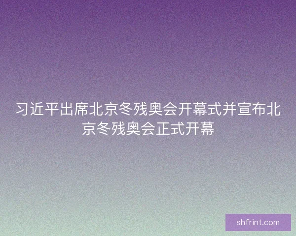 习近平出席北京冬残奥会开幕式并宣布北京冬残奥会正式开幕
